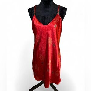 Vintage Jaclyn Smith Intimates Red Pattern Slip Dress Size Large
